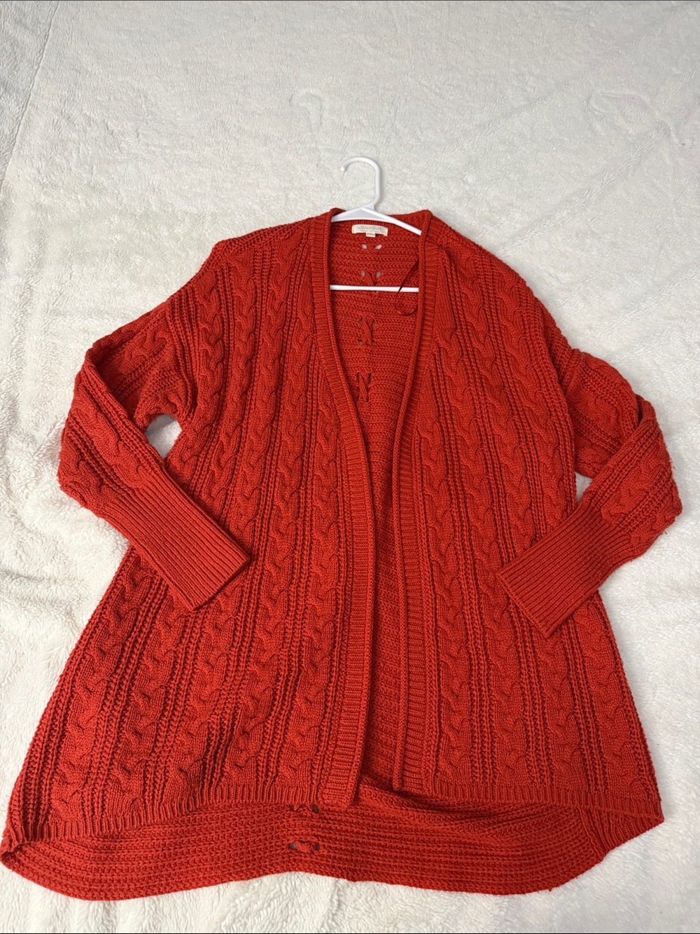 Ultra Flirt Cable Knit Open-Front Cardigan - Red